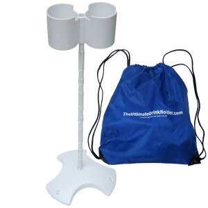 tailgate cup holder with drawstring backpack